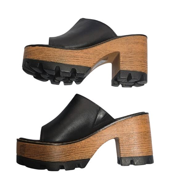 Pierre Dumas Women's Black Sz 7M Colby Chunky Platform 3.5' Heel Slip on Sandals - Picture 2 of 12